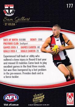 2014 Select AFL Honours Series 1 #177 Sam Gilbert Back